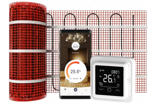 Verwarmingsmat Set 2,5 m² / 375 Watt Set met C16-thermostaat | Wit (inbouw) - afb. 1