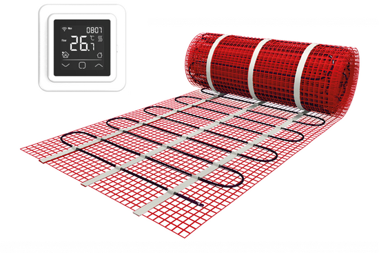 Verwarmingsmat Set 6 m² / 900 Watt Set met C16-thermostaat | Wit (inbouw) - afb. 1