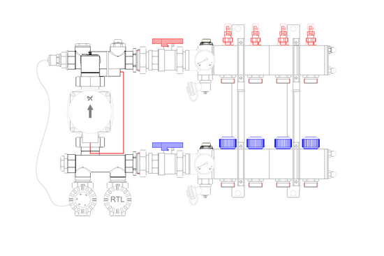 Stadswarmte Mengunit  Stadswarmte-mengunit, uitvoering links - onderaansluiting - afb. 5