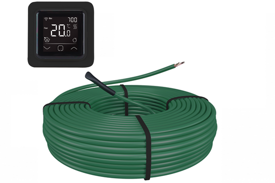 e-HEAT Cable Set 194,1 m / 3300 Watt Set met C16-thermostaat | Zwart - afb. 1