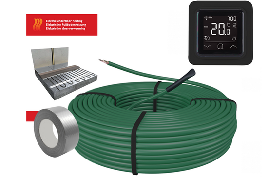 e-HEAT Cable Set 194,1 m / 3300 Watt Set met C16-thermostaat | Zwart - afb. 2