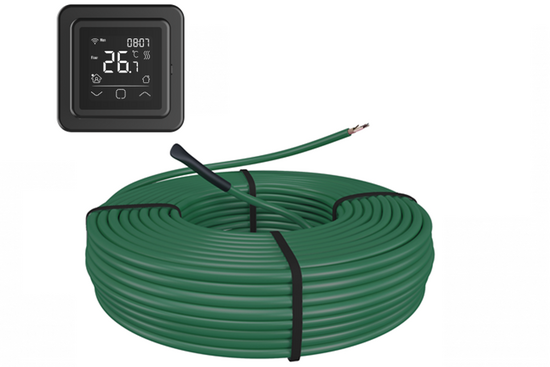 e-HEAT Cable Set 58,8 m / 1000 Watt Set met C16-thermostaat | Zwart - afb. 1