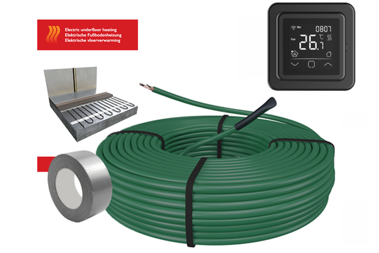 e-HEAT Cable Set 58,8 m / 1000 Watt Set met C16-thermostaat | Zwart - afb. 2