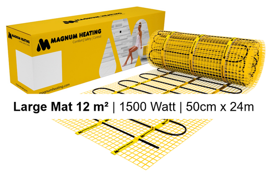 MAGNUM Mat Set met Thermostaat in Zwart Mat 12,00 m² | 1500 Watt - afb. 2