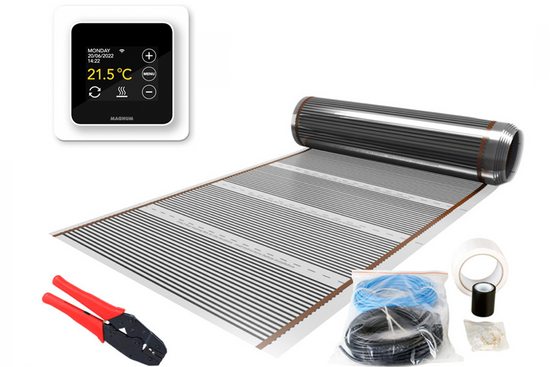 Verwarming Folie Set 10 m² / 1200 Watt Set met MRC-thermostaat | Wit - afb. 1