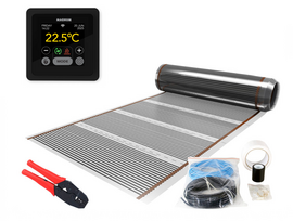 Verwarming Folie Set 10 m² / 1200 Watt Set met MRC-thermostaat | Zwart