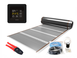 Verwarming Folie Set 15 m² / 1800 Watt Set met MRC-thermostaat | Zwart