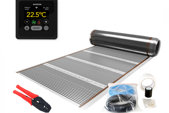 Verwarming Folie Set 15 m² / 1800 Watt Set met MRC-thermostaat | Zwart - afb. 1