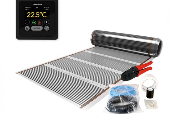 Verwarming Folie Set 5 m² / 600 Watt Set met MRC-thermostaat | Zwart - afb. 1