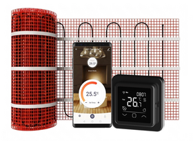 Verwarmingsmat Set 1,5 m² / 225 Watt Set met C16-thermostaat | Zwart (inbouw)