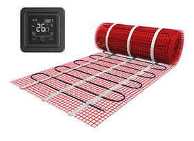 Verwarmingsmat Set 12 m² / 1800 Watt Set met C16-thermostaat | Zwart