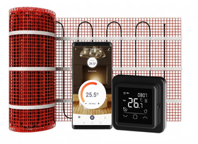 Verwarmingsmat Set 1m² / 150 Watt Set met C16-thermostaat | Zwart (inbouw)