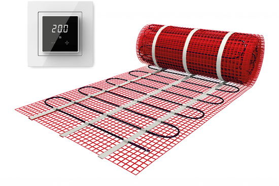 Verwarmingsmat Set 2 m² / 300 Watt Set met ET44-thermostaat | Wit (inbouw) - afb. 1