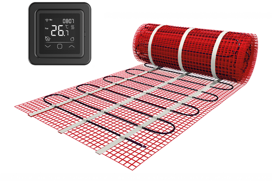 Verwarmingsmat Set 3 m² / 450 Watt Set met C16-thermostaat | Zwart (inbouw) - afb. 1