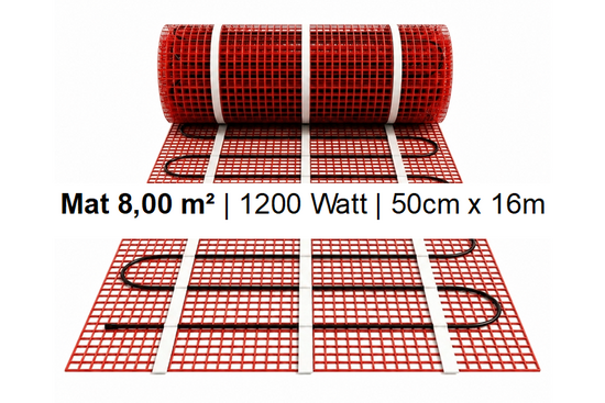 e-HEAT Mat Set met witte C16-thermostaat 8,00 m² / 1200 Watt - afb. 2