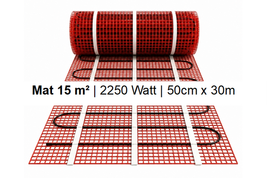 e-HEAT Mat Set met witte C16-thermostaat 15,00 m² / 2250 Watt - afb. 2