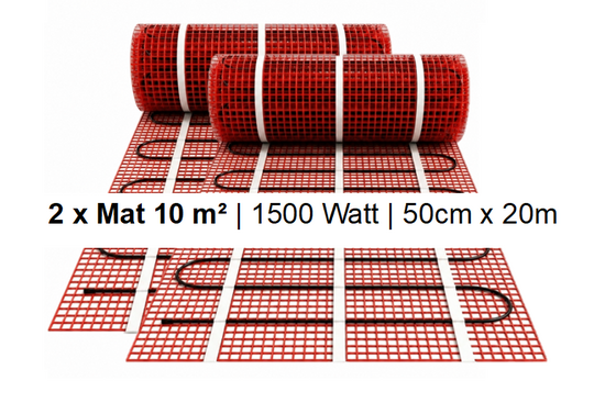 e-HEAT Mat Set met zwarte C16-thermostaat 20,00 m² / 3000 Watt - afb. 2
