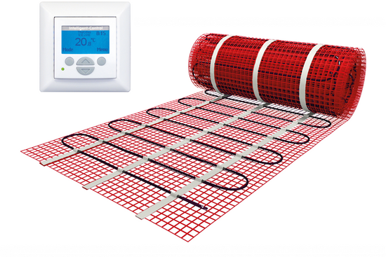 Verwarmingsmat Set 1,5 m² / 225 Watt Set met MIC-klokthermostaat | Wit - afb. 1