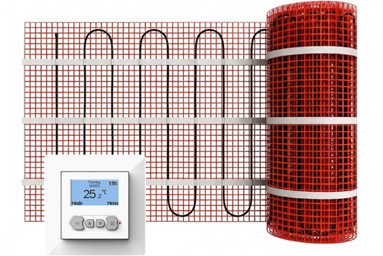 Verwarmingsmat Set 7 m² / 1050 Watt Set met MIC-klokthermostaat | Wit - afb. 1